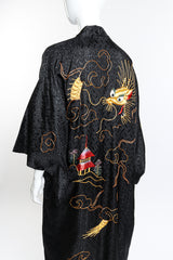 Vintage Embroidered Dragon Kimono back on mannequin closeup @recess la