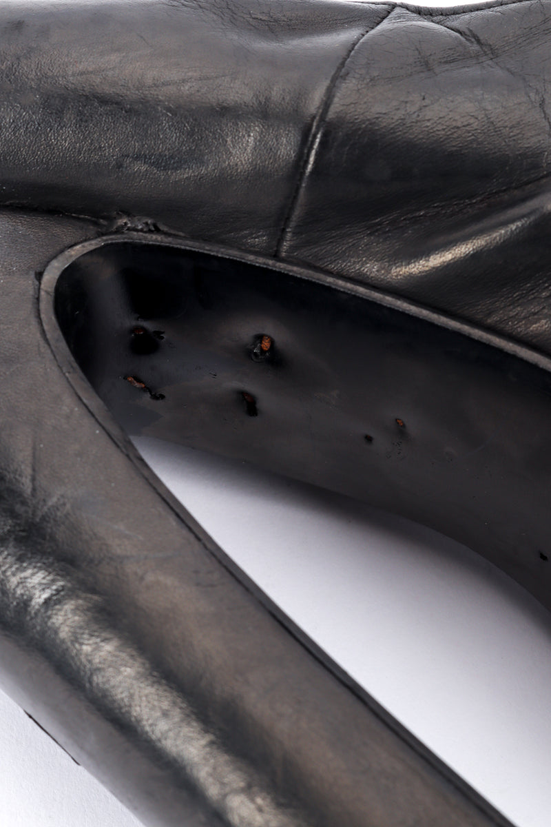 Vintage Vivienne Westwood 1993 F/W Super Elevated Leather Court Shoe damaged outsole closeup @recessla
