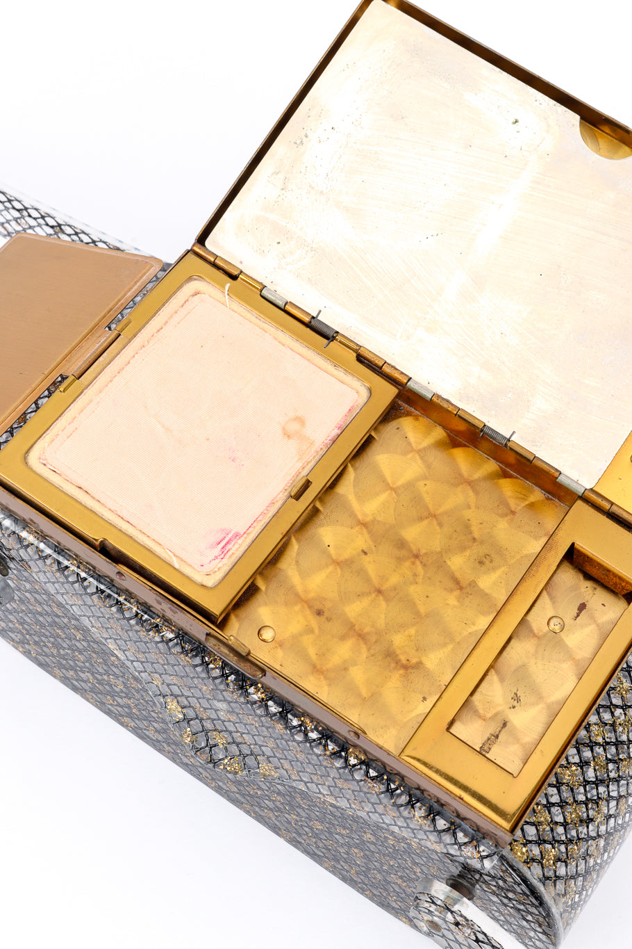 Vintage Wilardy Makeup Compact Lucite Box Bag compact interior @recessla