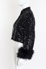 Vintage B. Siegel Marabou Cuff Sequin Jacket side on mannequin @recessla