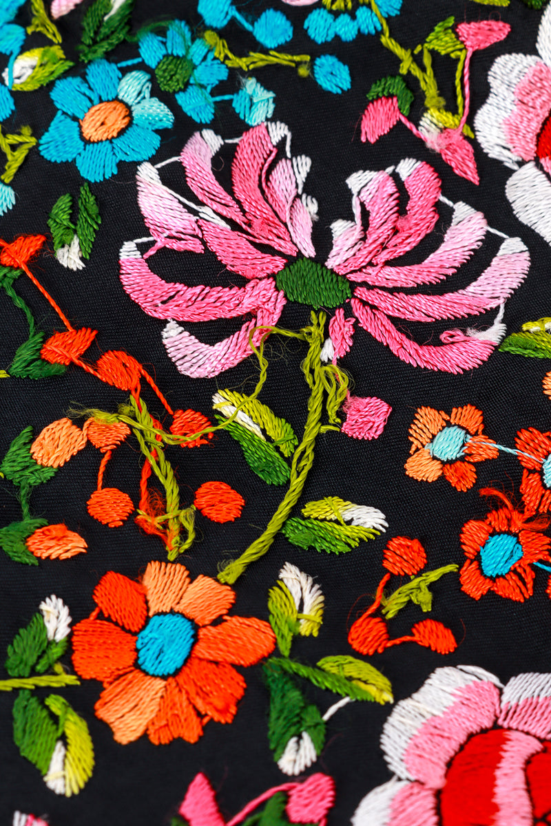 Vintage Embroidered Floral Fringe Piano Shawl loose thread @recess la