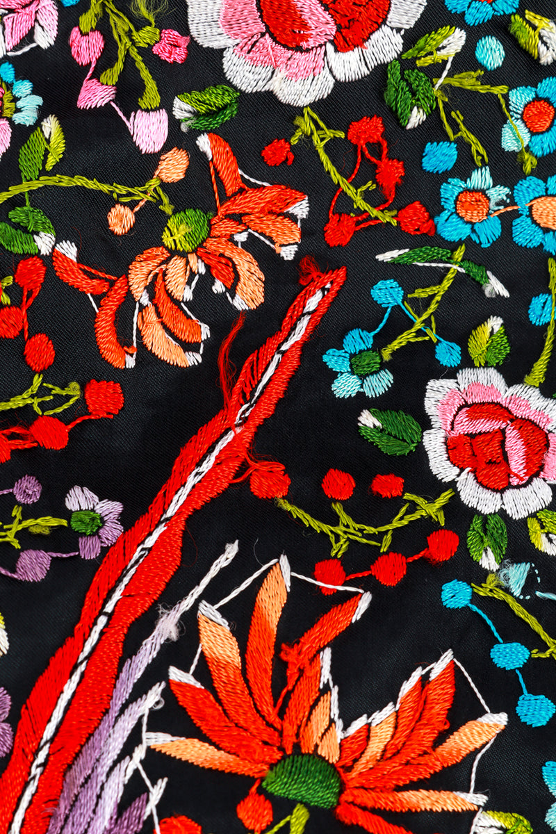Vintage Embroidered Floral Fringe Piano Shawl loos thread @recess la