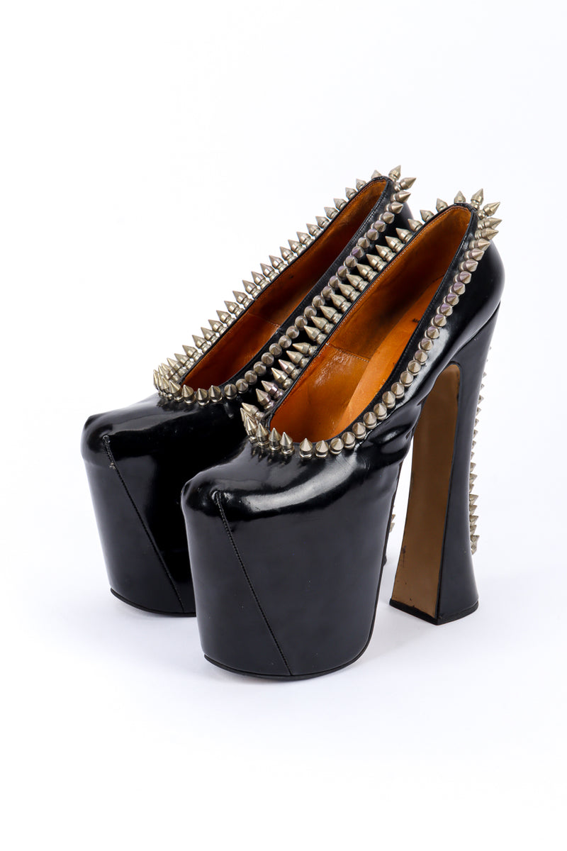 Vintage Vivienne Westwood Spike Studded Super Elevated Court Platforms 3/4 front @recessla