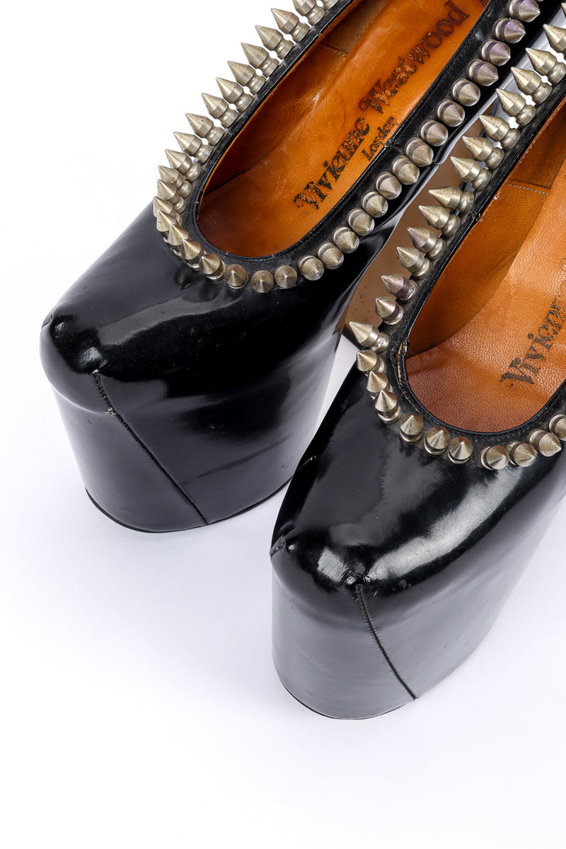 Vintage Vivienne Westwood Spike Studded Super Elevated Court Platforms toe closeup @recessla