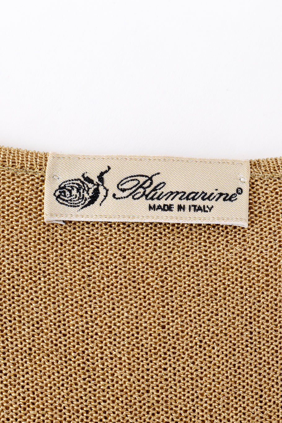 Vintage Blumarine gold sequin ruffle knit dress view of label @Recess LA