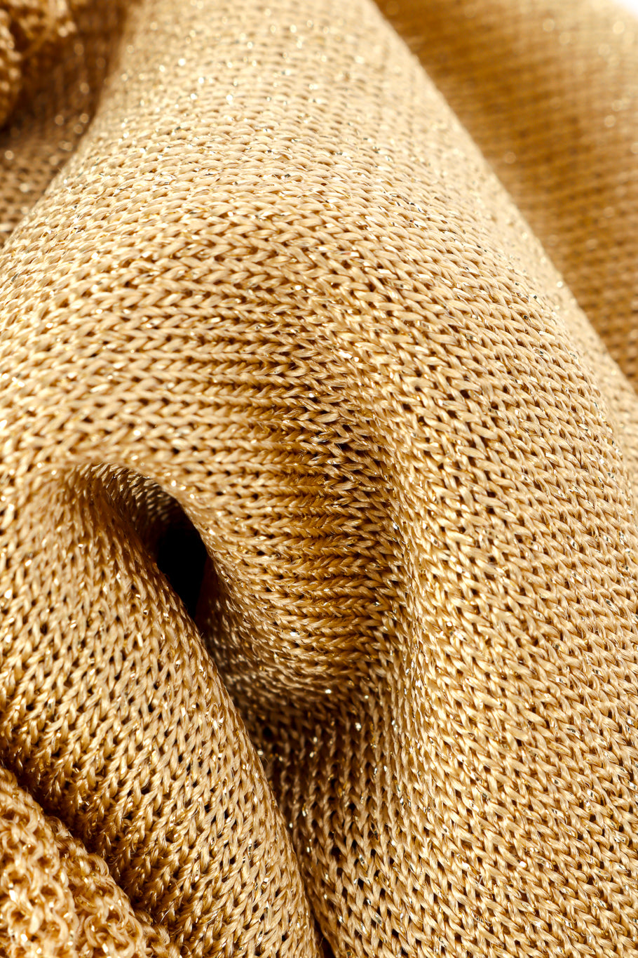 Vintage Blumarine gold sequin ruffle knit dress  close up view of the knit texture @Recess LA