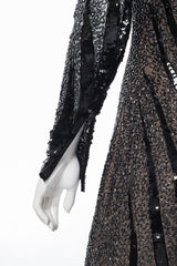 Sequin evening gown by Bob Mackie on mannequin back of sleeve unzipped close @recessla