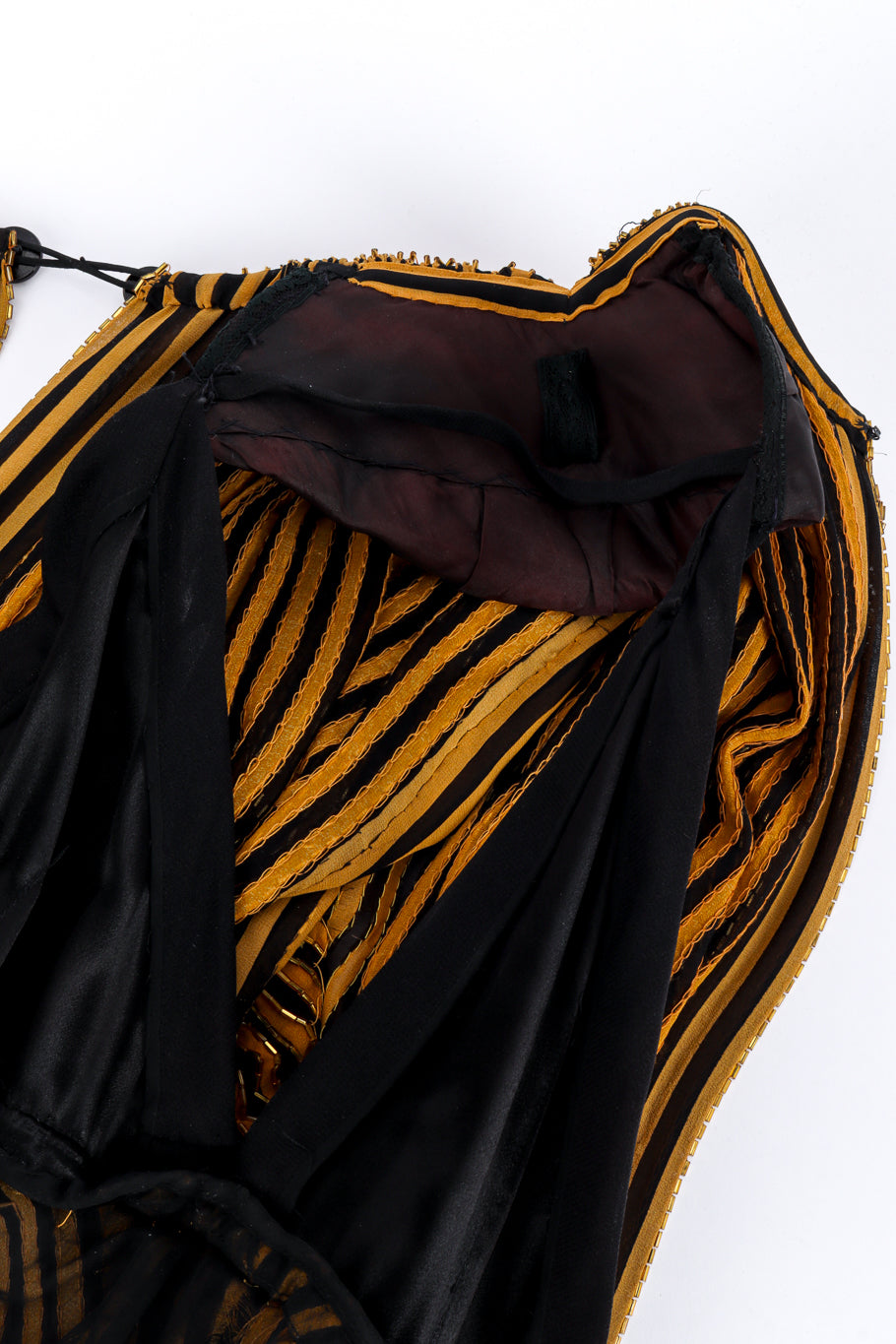 Vintage Bob Mackie Stripe Beaded Gown shoulder pad discoloration @recessla