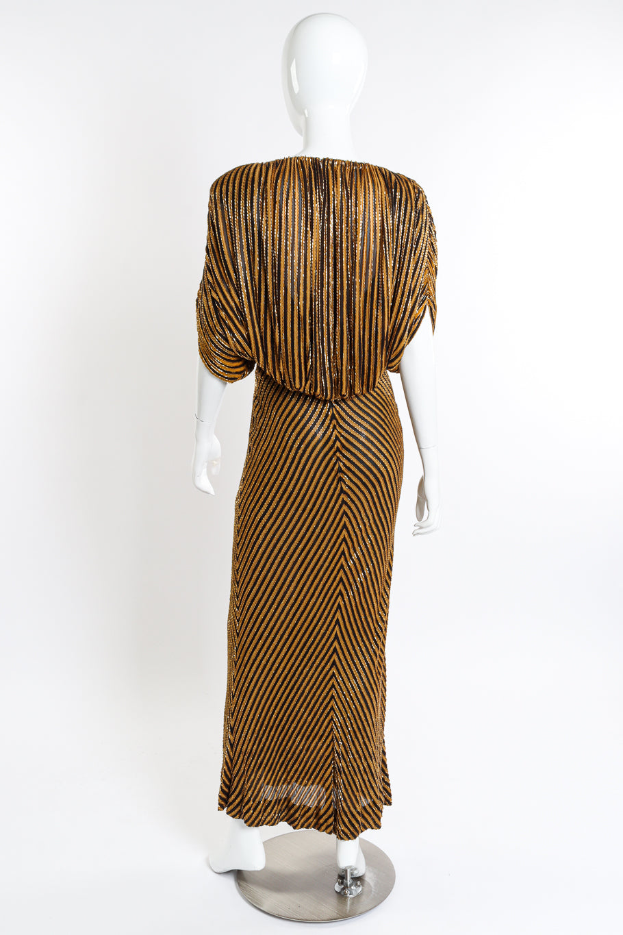 Vintage Bob Mackie Stripe Beaded Gown back on mannequin @recessla
