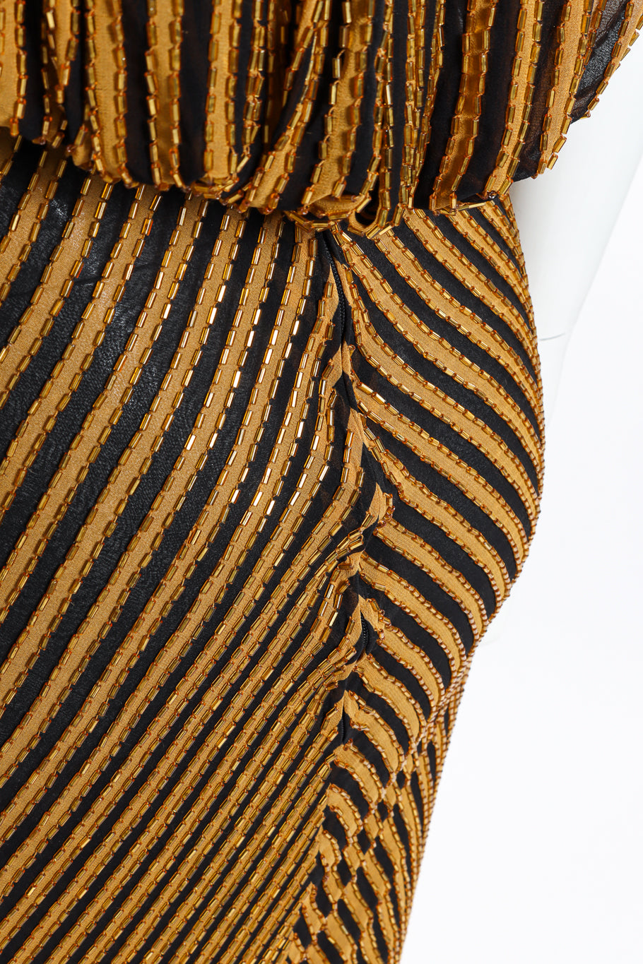Vintage Bob Mackie Stripe Beaded Gown back zipper closeup @recessla