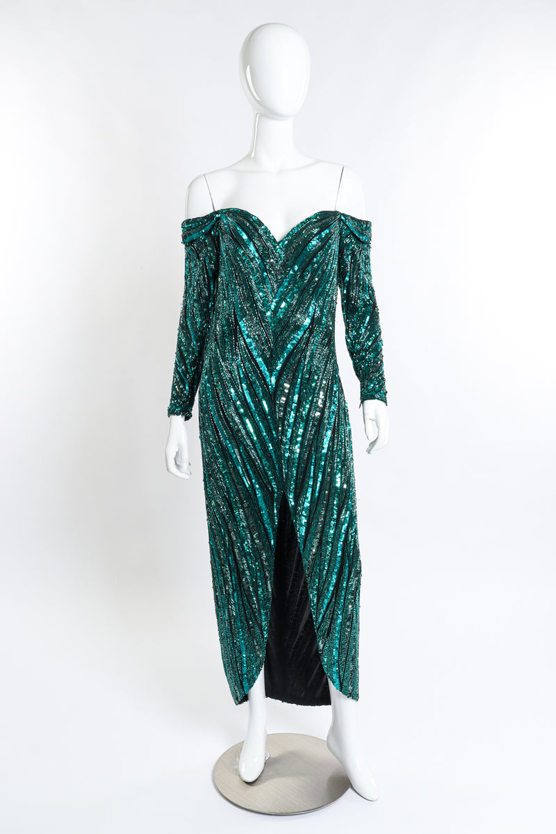 Vintage Bob Mackie Beaded Sweetheart Gown front on mannequin @recess la