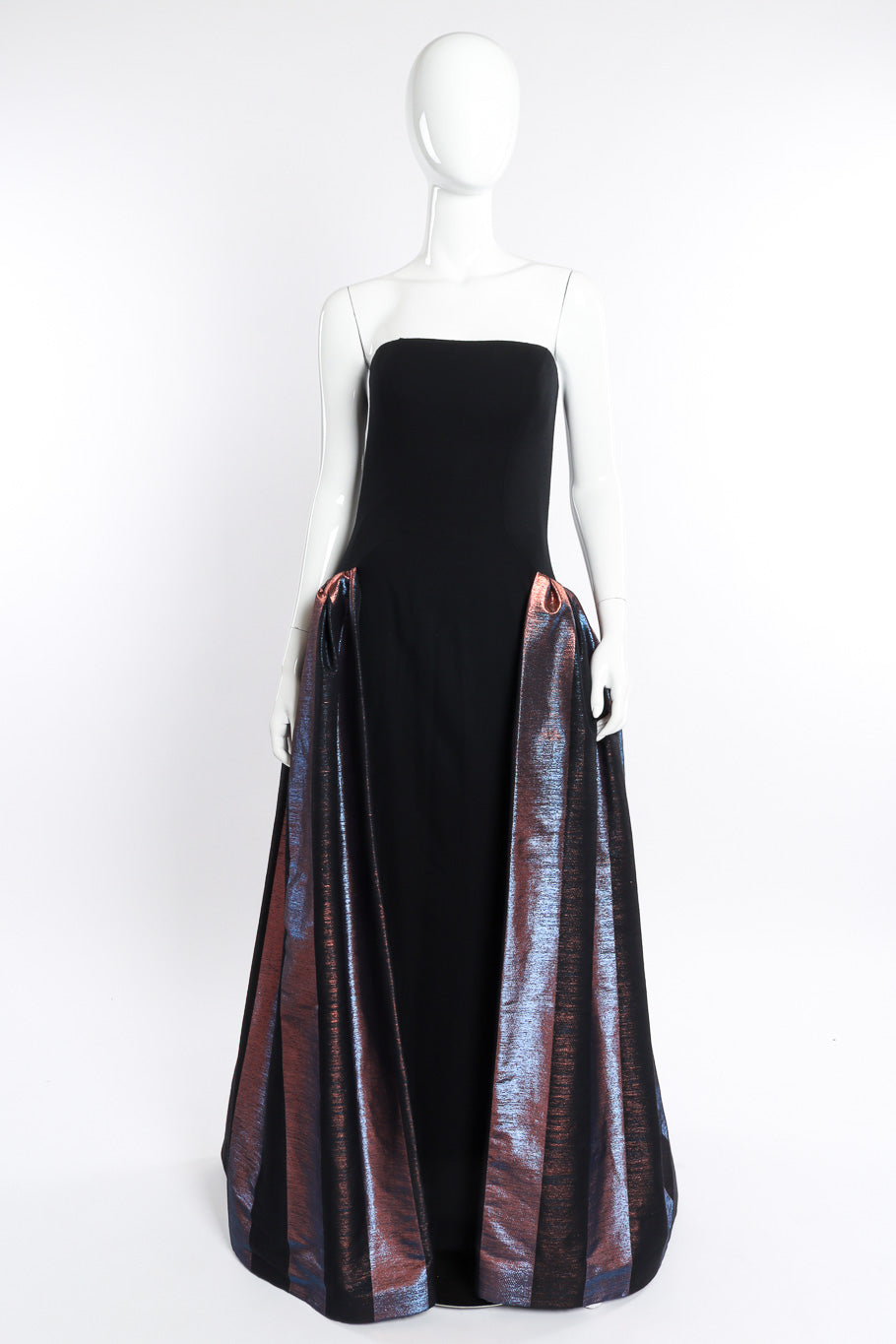 Vintage Bob Mackie Strapless Iridescent Gown front on mannequin @recessla