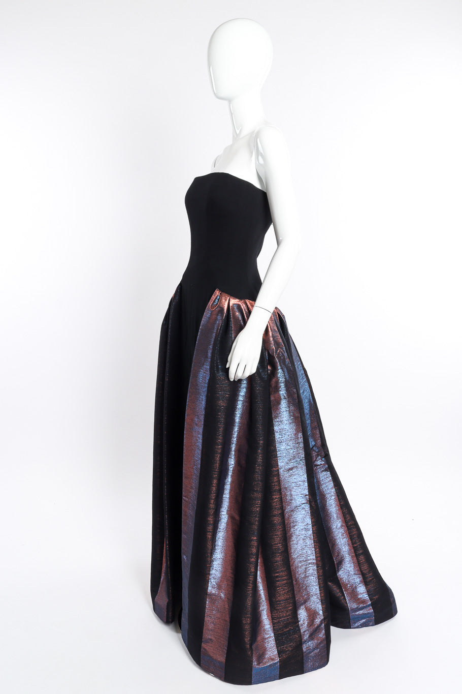 Vintage Bob Mackie Strapless Iridescent Gown side on mannequin @recessla