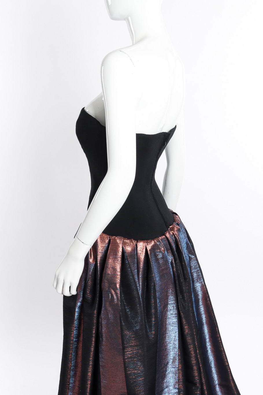 Vintage Bob Mackie Strapless Iridescent Gown back on mannequin closeup @recessla