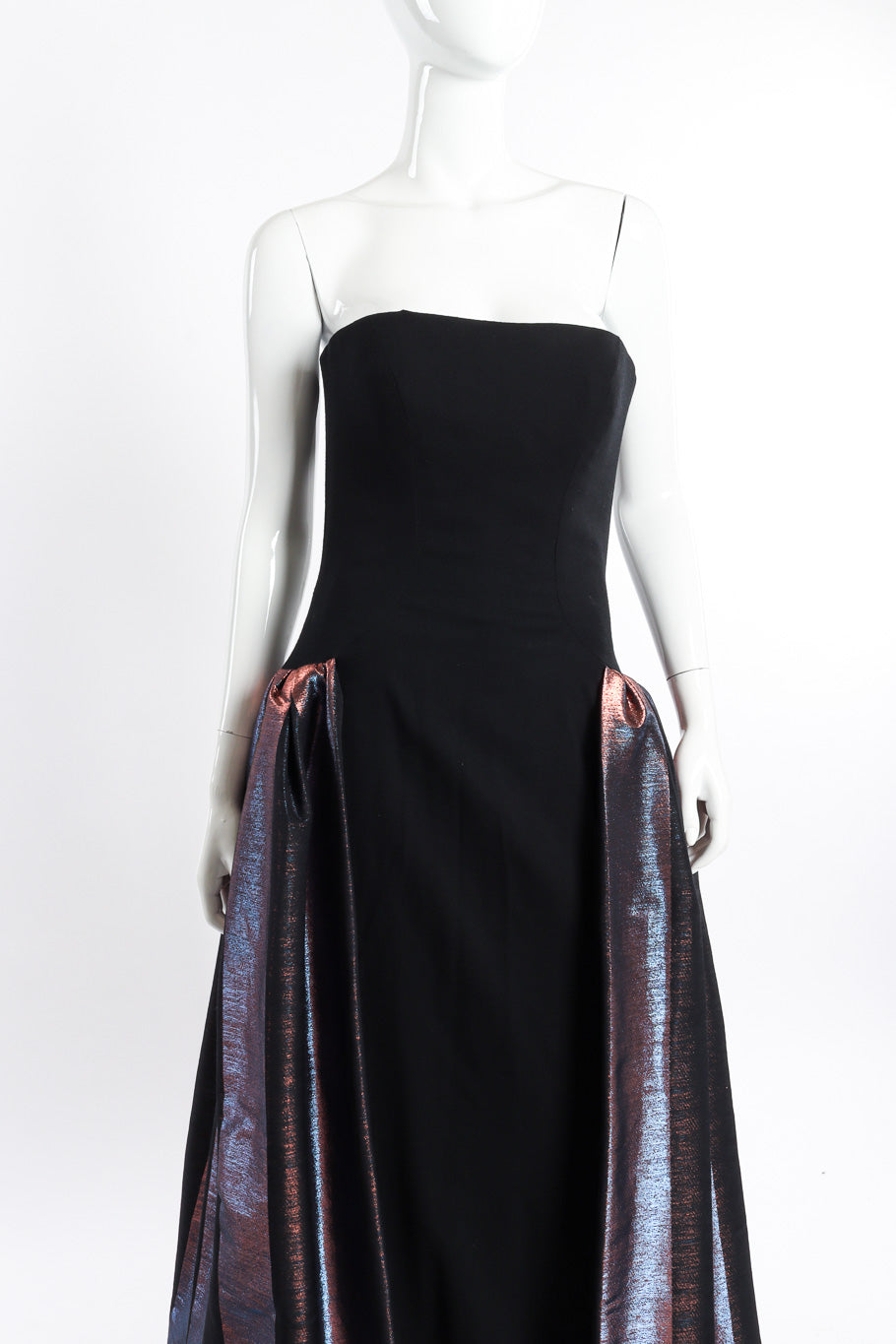 Vintage Bob Mackie Strapless Iridescent Gown front on mannequin closeup @recessla