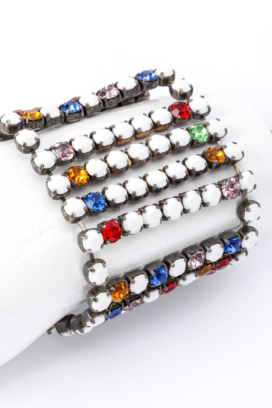 Vintage De Liguoro Crystal Frame Bracelet on mannequin @recessla