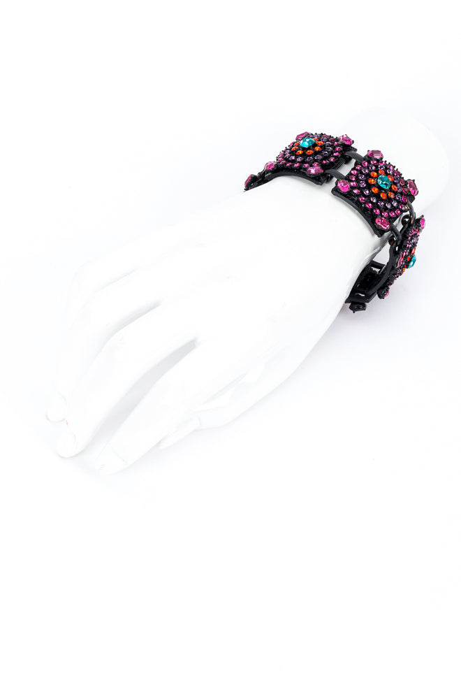 Vintage Thelma Deutsch Crystal Book Link Bracelet on mannequin hand @recess la