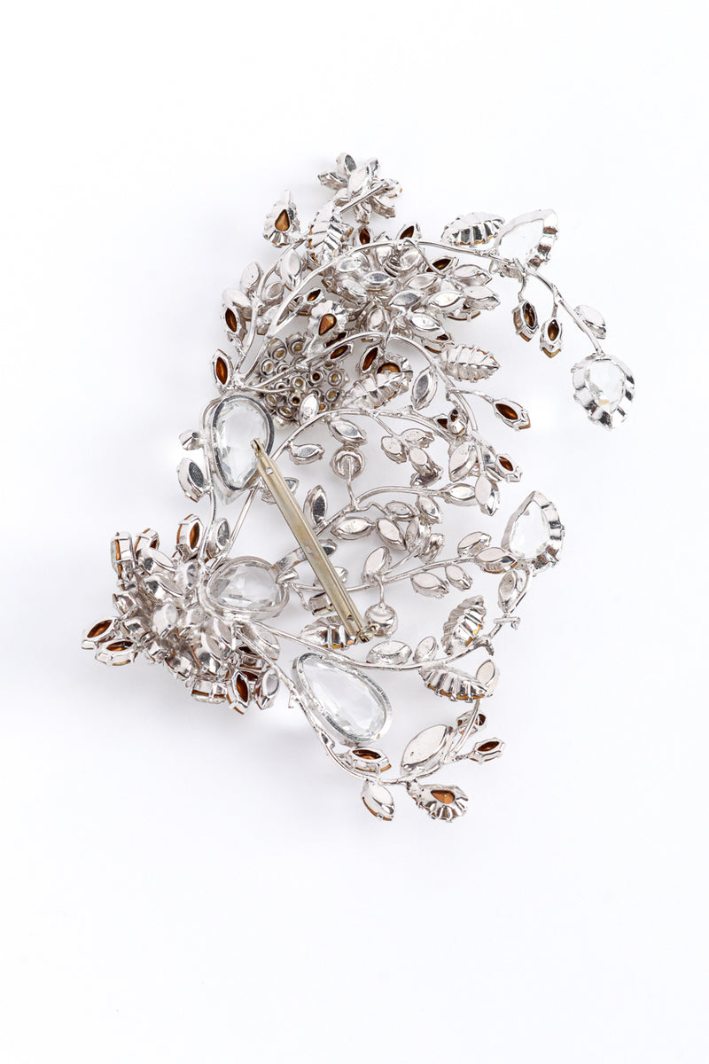 Vintage Rhinestone & Pearl Floral Statement Brooch back @RECESS LA