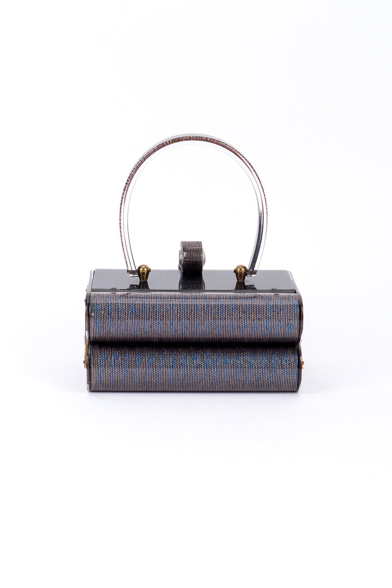 1950s Grey Iridescent Lucite Purse with Clear Accents at 1stDibs | lucite  handbags, clear iridescent purse, lucite purses