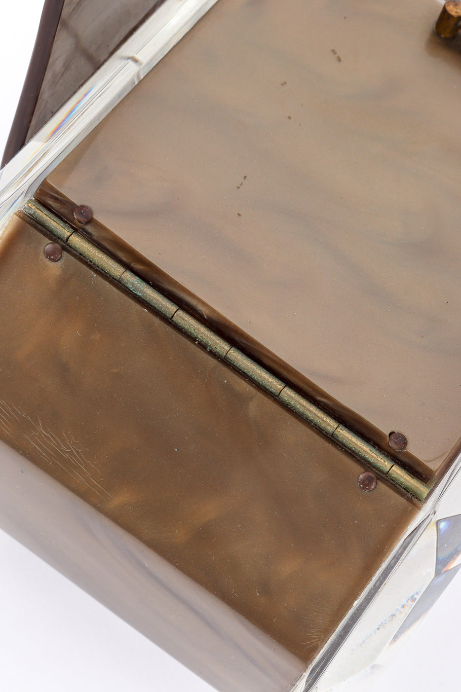 Vintage Diamond Octagon Lucite box Bag tarnished hinge @recessla