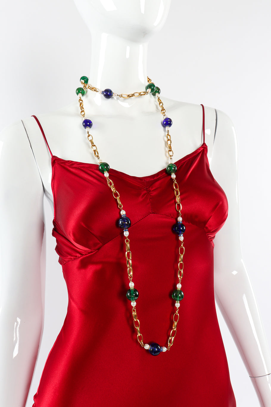 Vintage Gripoix Pearl and Glass Bead Necklace layered on mannequin @Recessla