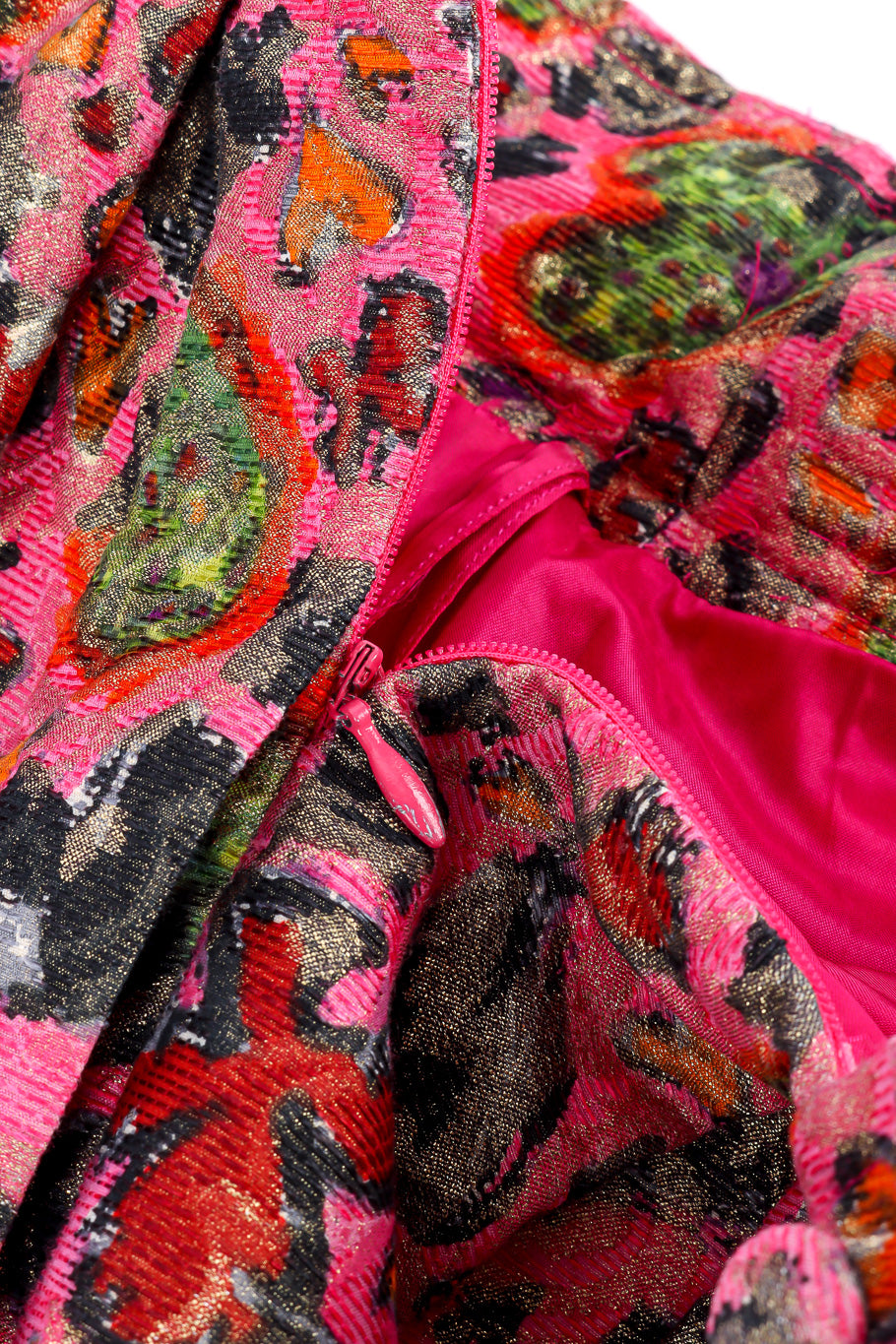 Vintage Christian Lacroix Abstract Print Skirt zipper closure closeup @Recessla