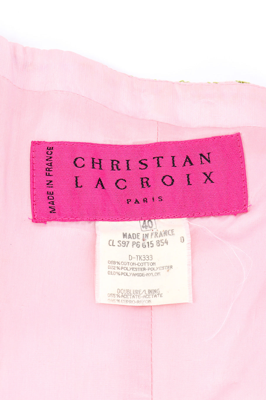 Vintage Christian Lacroix Lace Bustier Corset label closeup @Recessla