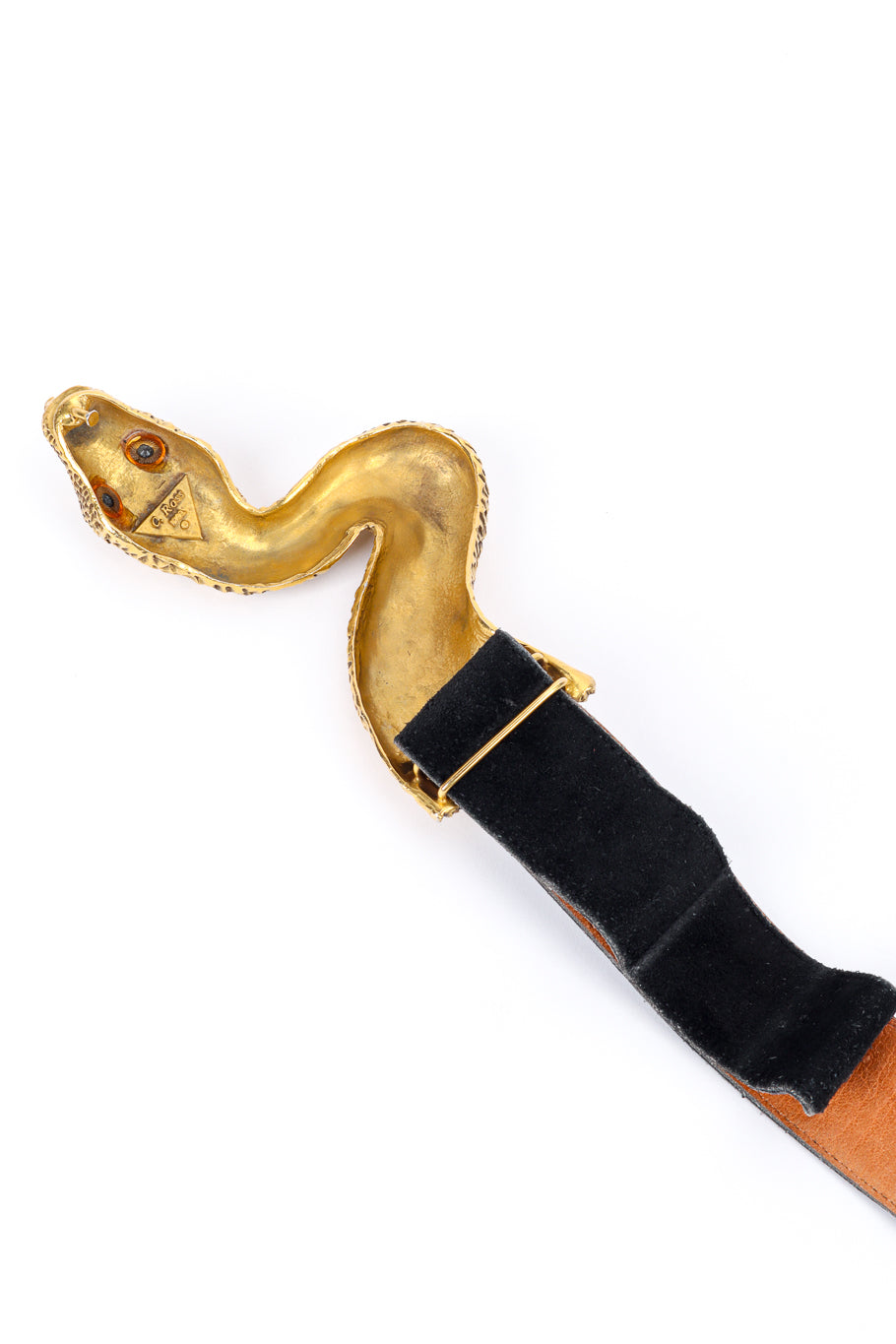 Vintage C. Ross Suede Snake Buckle Belt buckle back closeup @recessla
