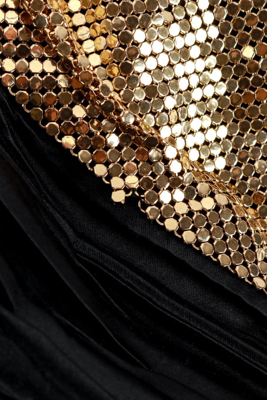 Vintage Caché Pleated Metal Mesh Halter Dress loose mesh pixel closeup @recess la