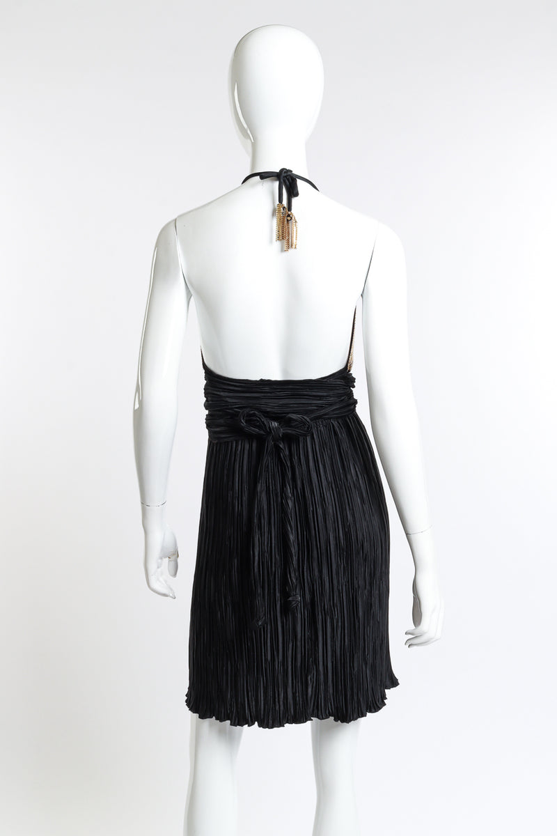 Vintage Cach Pleated Metal Mesh Halter Dress Recess Vintage Cach Pleated Metal Mesh Halter Dress Recess