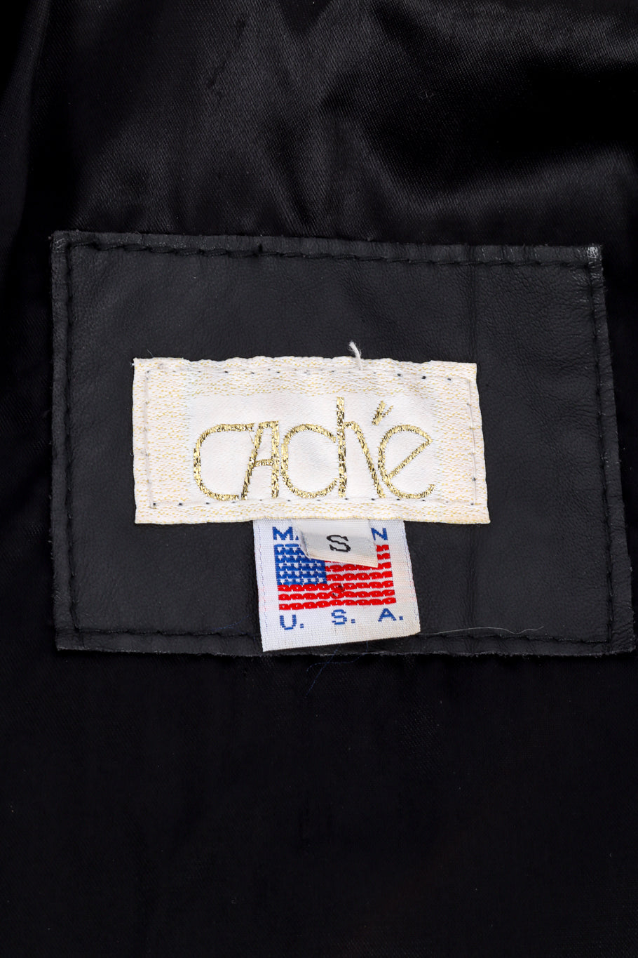 Vintage Caché Eagle Stud Moto Jacket II signature label closeup @recessla
