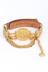 Vintage Caché Medusa Medallion Leather Chain Belt front @recess la