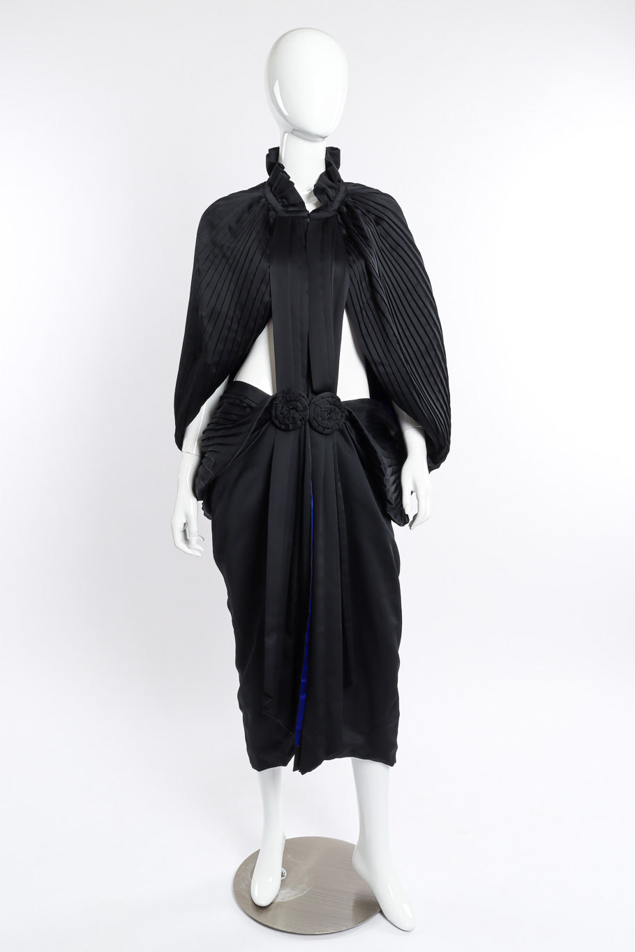 Pleated Cocoon Coat by Calderon on mannequin @recessla