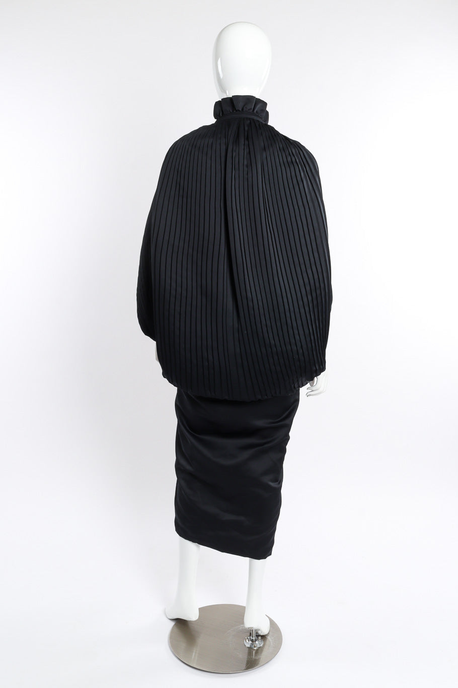 Pleated Cocoon Coat by Calderon on mannequin back @recessla