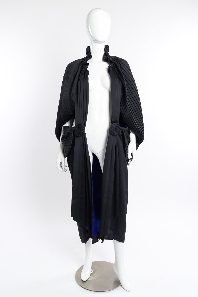 Pleated Cocoon Coat by Calderon on mannequin front open @recessla