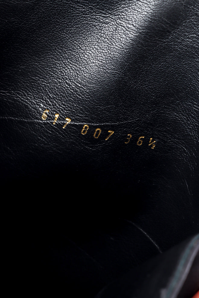2018 F/W Bejeweled Satin Boots serial number and size closeup @Recessla