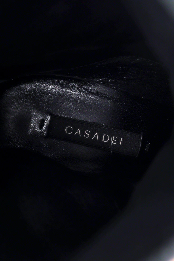 2018 F/W Bejeweled Satin Boots signature label on inner sole closeup @Recessla