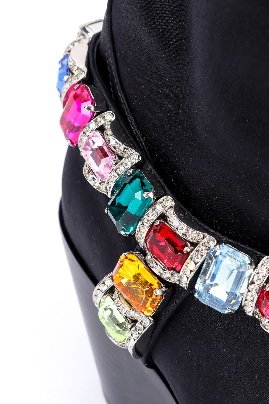 2018 F/W Bejeweled Satin Boots crystal strap closeup @Recessla