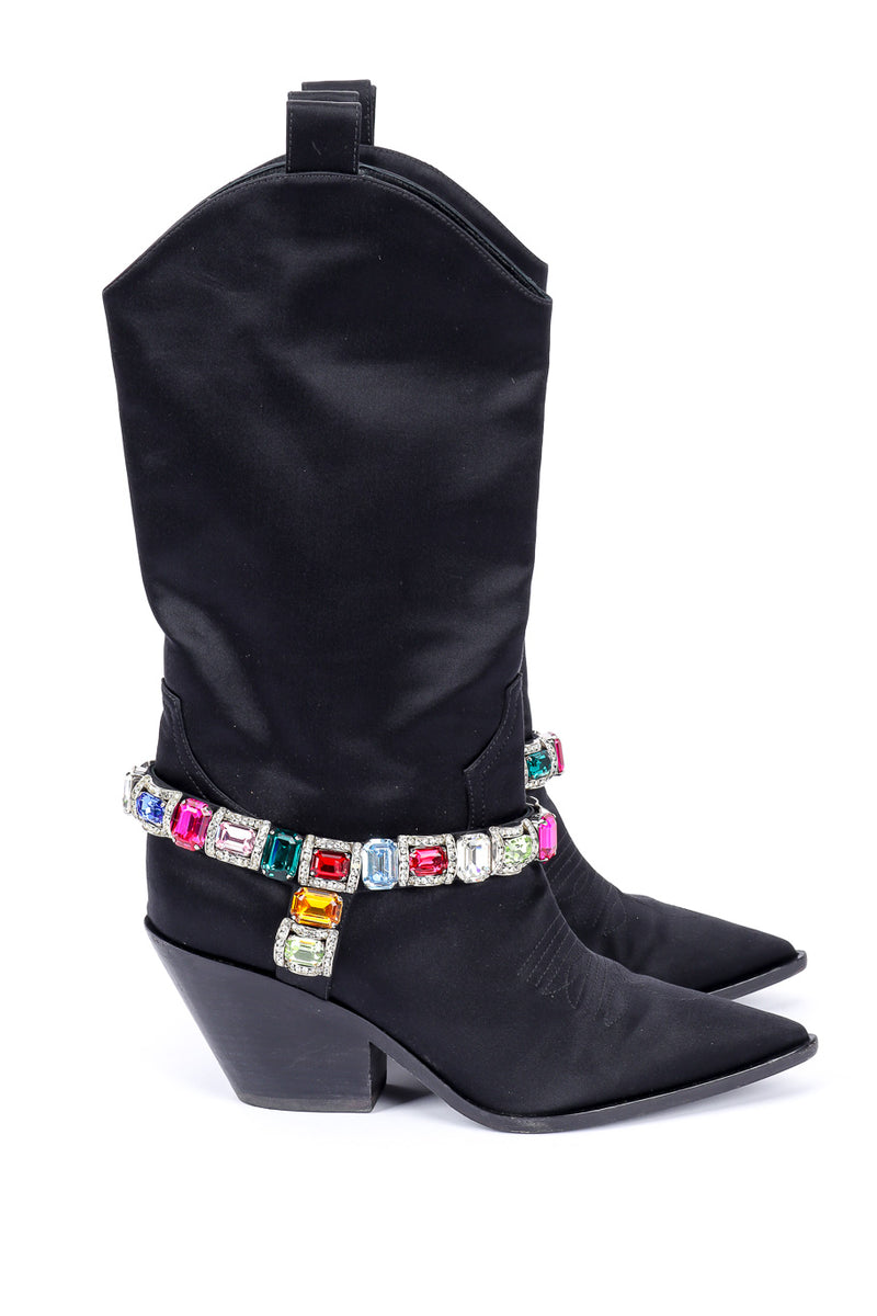 Casadei 2018 F/W Bejeweled Satin Boots – Recess - Main Image