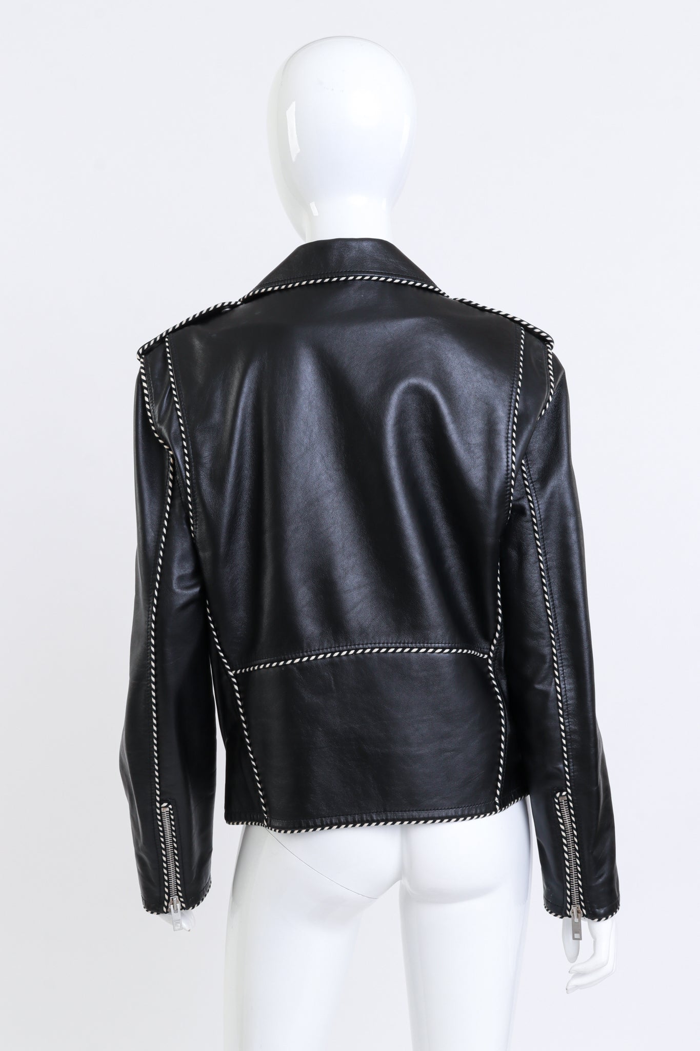 Celine 2019 F/W Piped Leather Biker Jacket back on mannequin @recess la