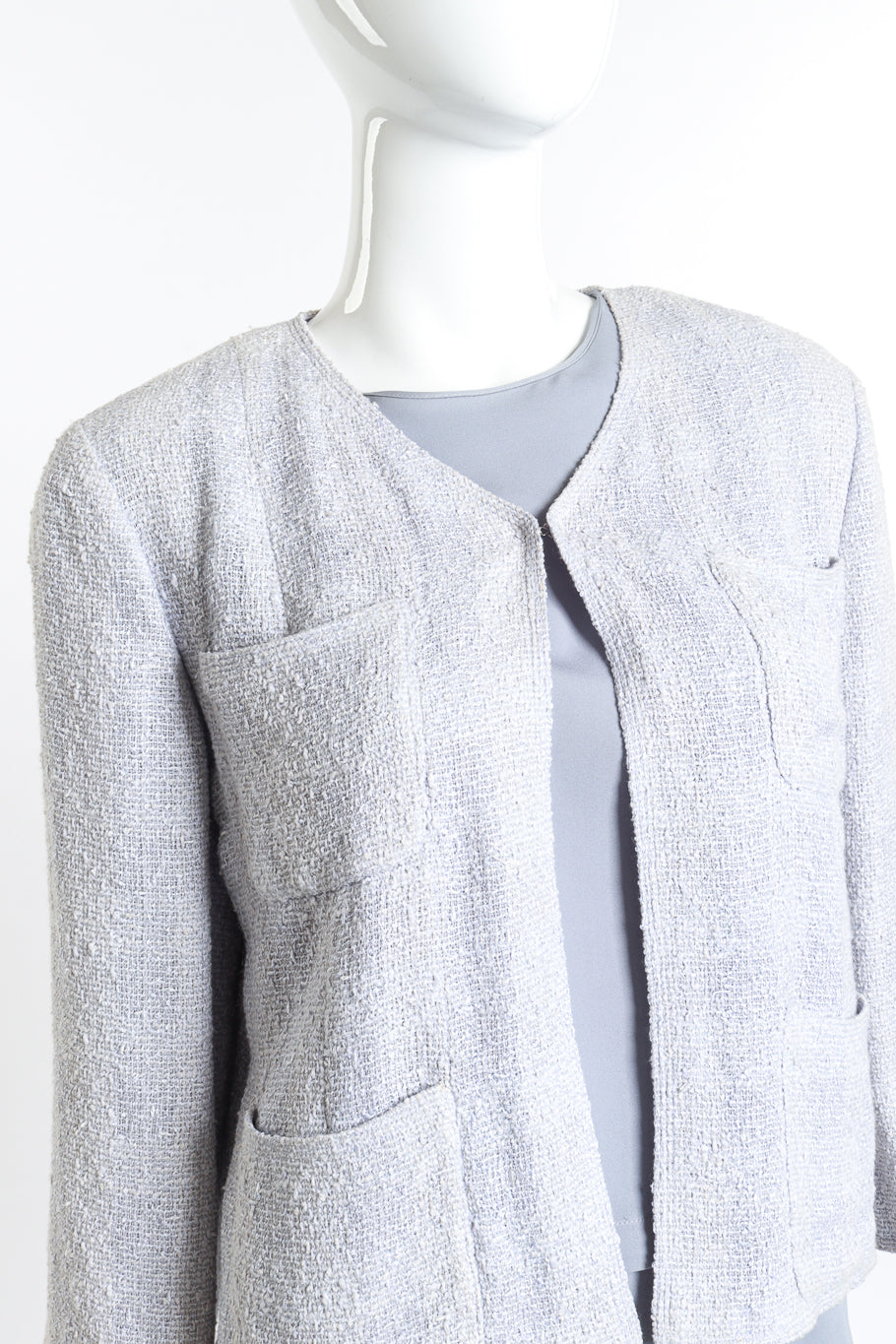 Chanel Boucle Jacket Three Piece Set jacket detail on mannequin @RECESS LA