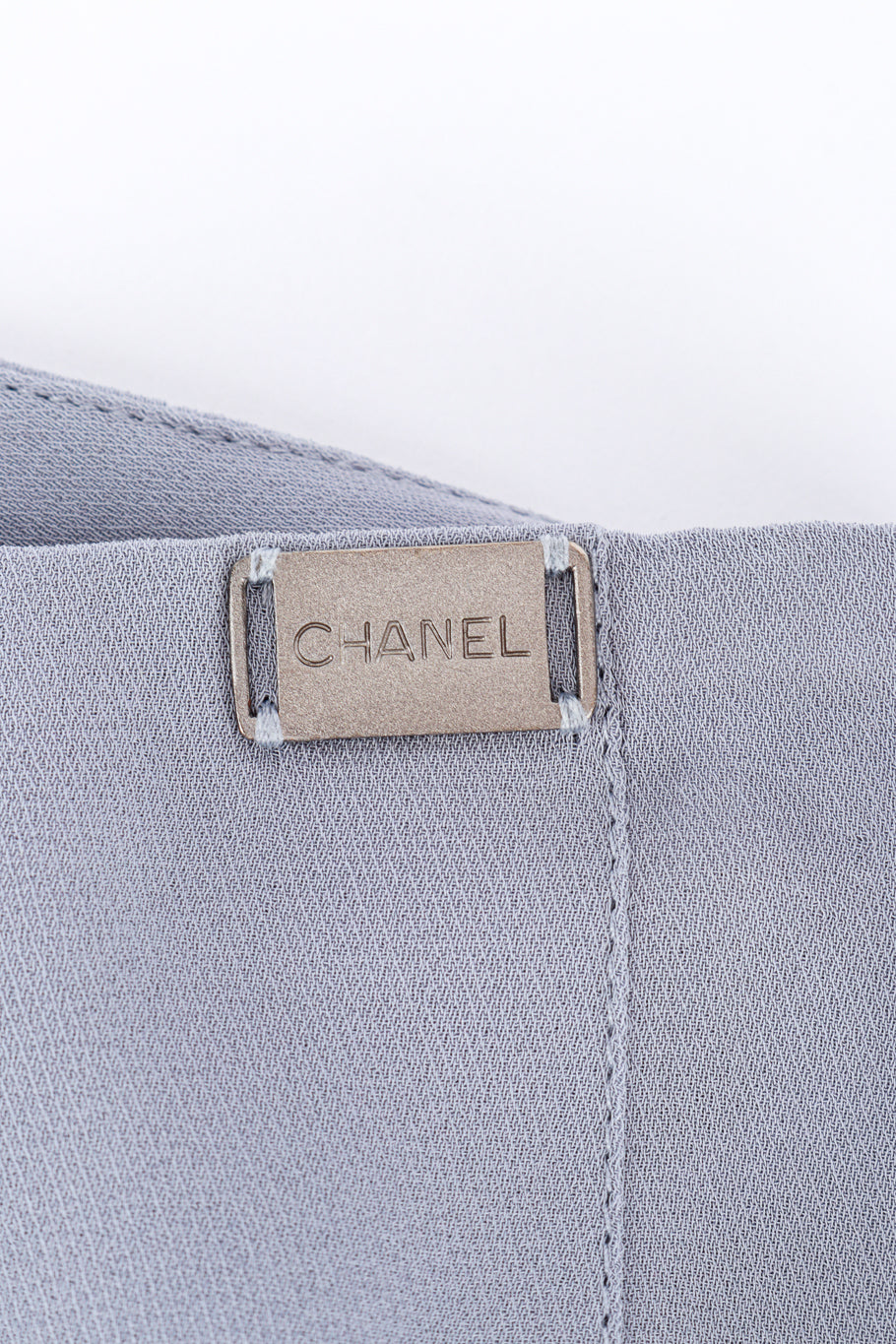 Chanel Boucle Jacket Three Piece Set skirt Chanel insignia detail @RECESS LA