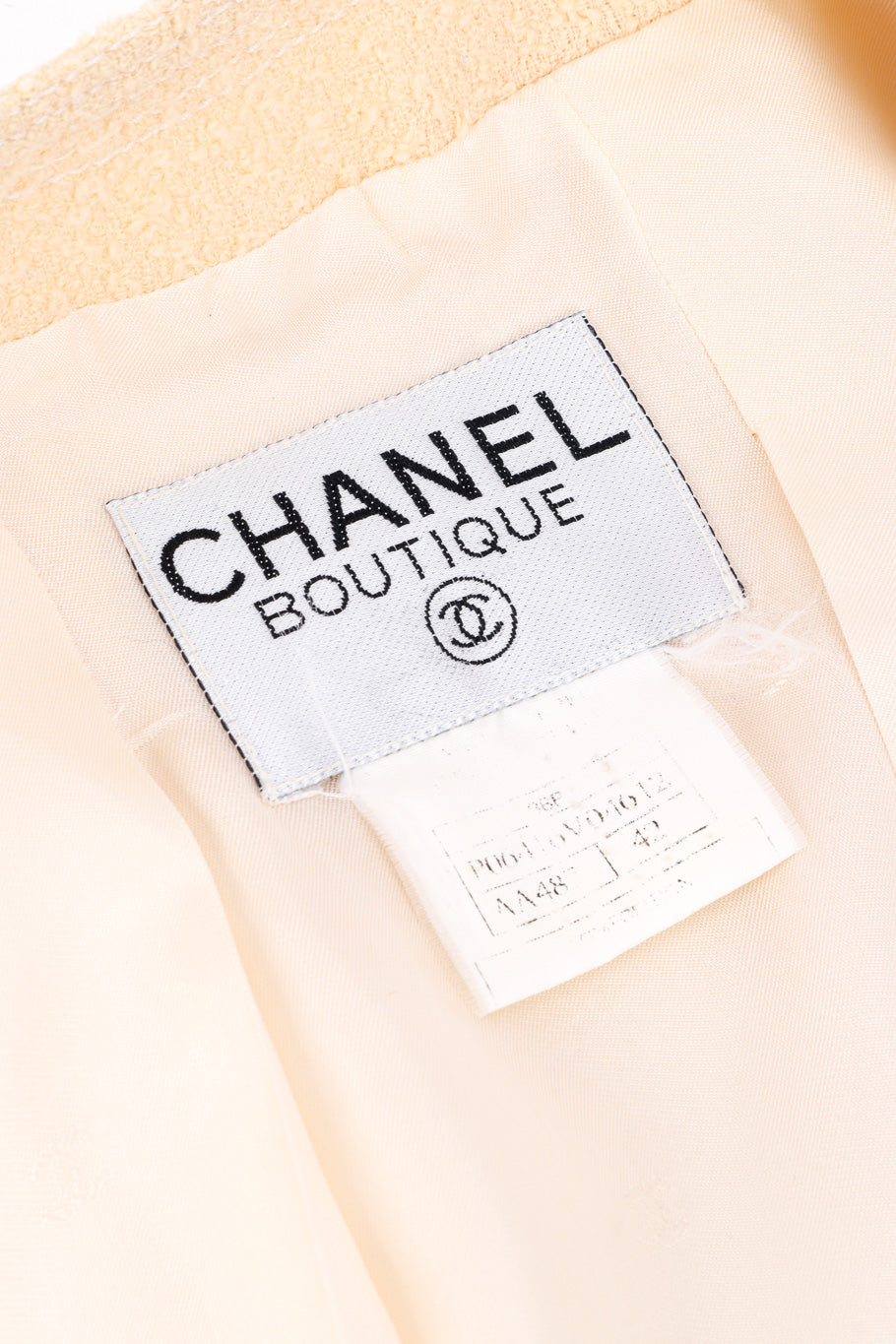 Chanel Knit Bouclé Jacket and Skirt Set signature label @recessla