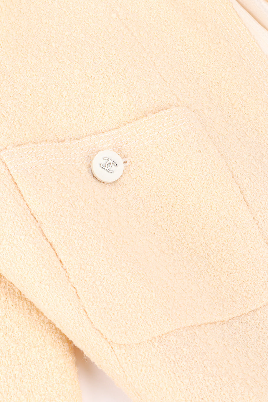 Chanel Knit Bouclé Jacket and Skirt Set pocket closeup @recessla