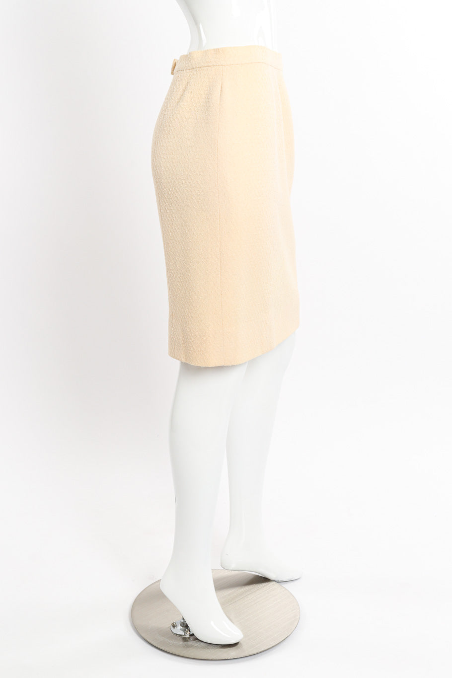 Chanel Knit Bouclé Jacket and Skirt Set skirt side on mannequin @recessla