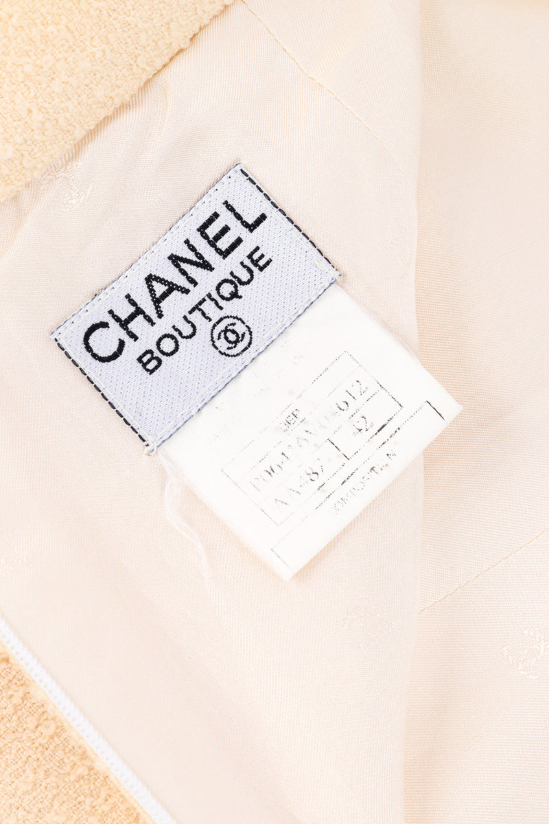 Chanel Knit Bouclé Jacket and Skirt Set skirt signature label @recessla