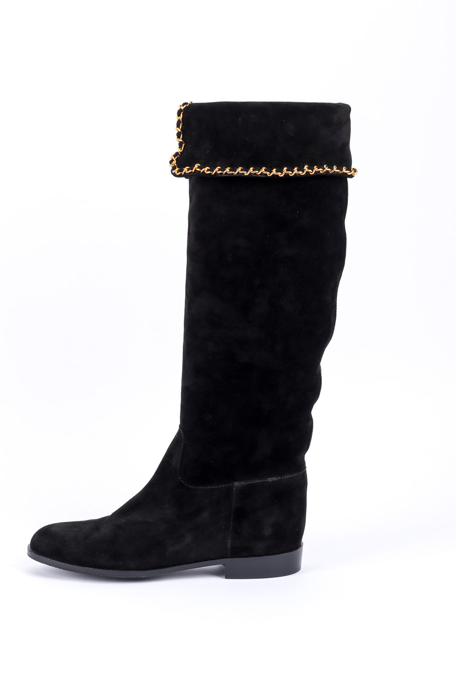 Vintage Chanel Chainlink and Suede Riding Boots side view @recessla
