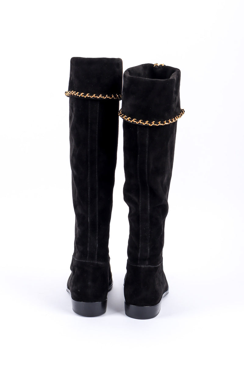 Vintage Chanel Chain Trim Suede Boots