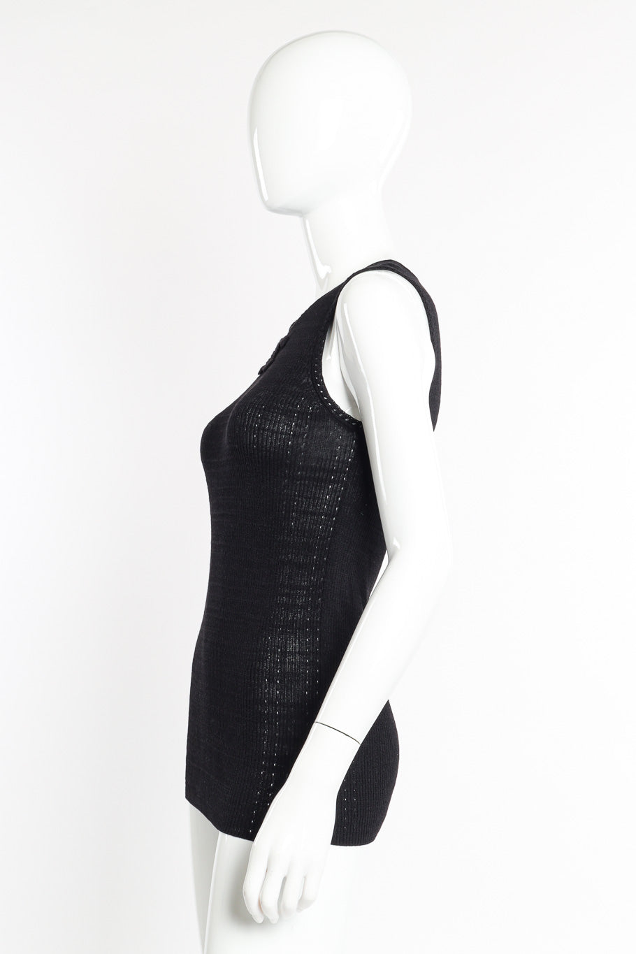 Chanel Logo Knit Tank Top side view on mannequin @Recessla