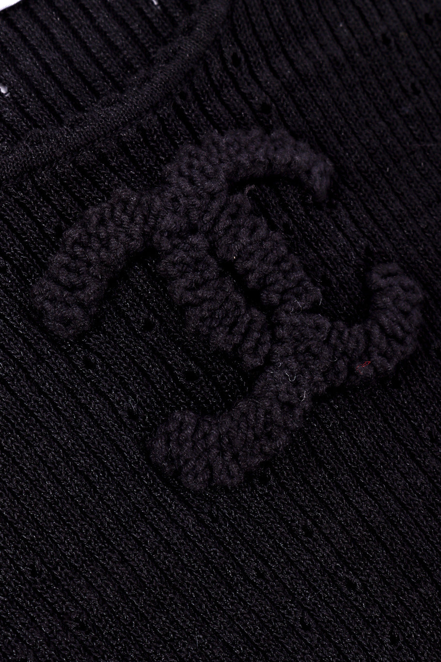 Chanel Logo Knit Tank Top dimensional cc logo knit closeup @Recessla